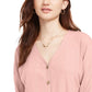 Pink Rose Hippie Rose Juniors' Tie-Front Button-Up Top Pink Size Small