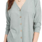 Pink Rose Hippie Rose Juniors' Tie-Front Button-Up Top Green Size Small