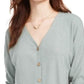 Pink Rose Hippie Rose Juniors' Tie-Front Button-Up Top Green Size Small