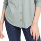 Pink Rose Hippie Rose Juniors' Tie-Front Button-Up Top Green Size Small