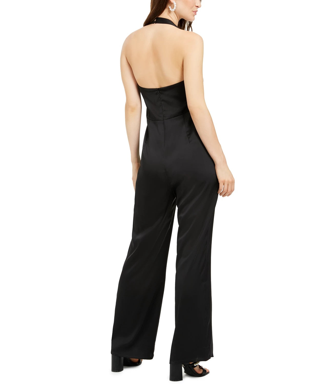 19 Cooper Women's Cowlneck Halter Jumpsuit Black Size Medium