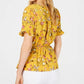 Monteau Women's Petite Ruffle-Trim Peplum Top Mustard  Size Petite Large