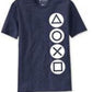Ripple Junction Men's Playstation Buttons Graphic T-Shirt Navy Size Medium