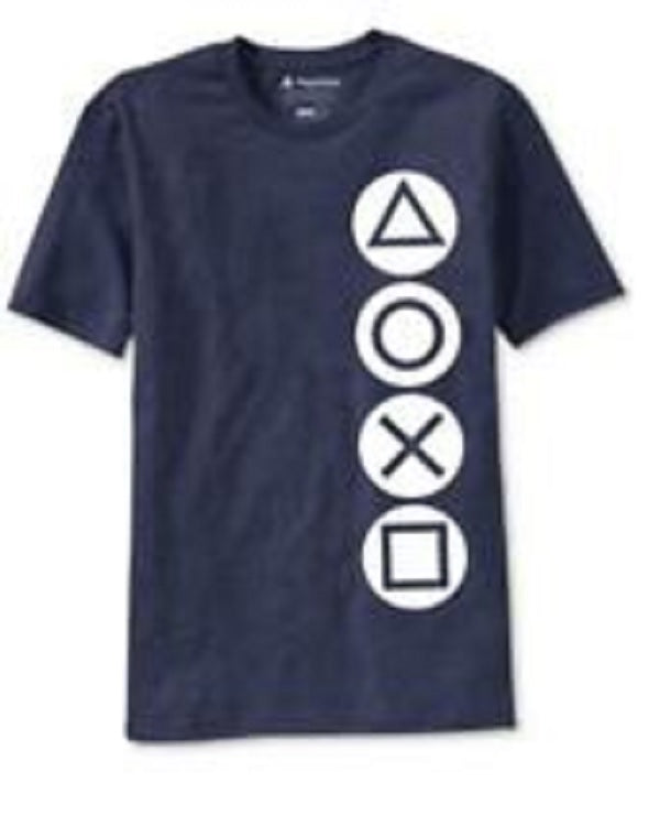 Ripple Junction Men's Playstation Buttons Graphic T-Shirt Navy Size Medium