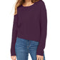 Crave Fame Women's Lace-Up Back Cable Sweater Purple Size Large
