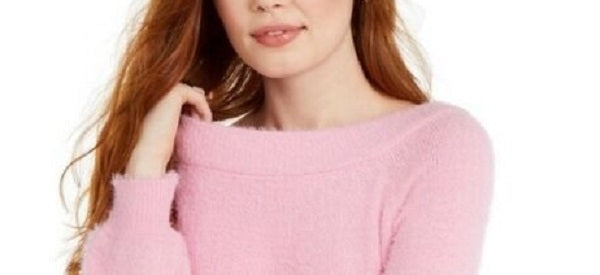 Almost Famous Juniors' Off-The-Shoulder Sweater Pink Size Large