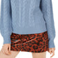 Crave Fame Women's  Juniors' Turtleneck Cable Knit Sweater Blue Size Large