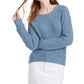 Crave Fame Juniors' Ribbed Cropped Sweater Blue Size Medium