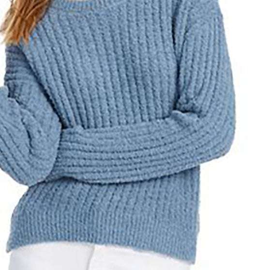 Crave Fame Juniors' Ribbed Cropped Sweater Blue Size Medium