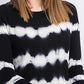 Crave Fame Juniors' Tie-Dyed Crew-Neck Sweater Black Size X-Small