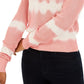 Crave Fame Juniors' Tie-Dyed Crew-Neck Sweater Pink Size Large
