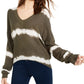 Crave Fame Juniors' Tie-Dyed Pullover Sweater Green Size Small