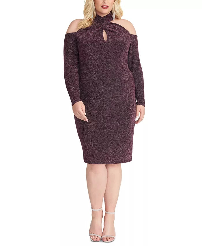 Rachel Roy Women's Trendy Plus Size Sparkle-Knit Halter Dress Black Size 22