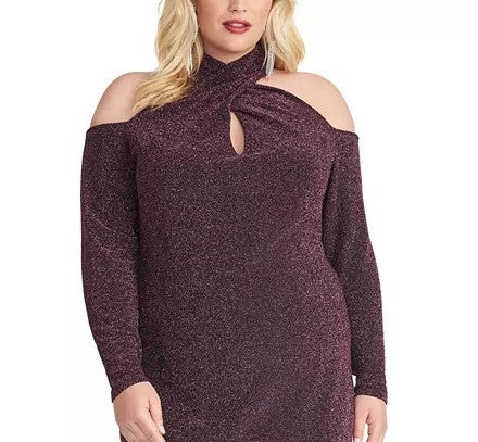 Rachel Roy Women's Trendy Plus Size Sparkle-Knit Halter Dress Black Size 22