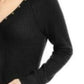 Ultra Flirt Juniors' Cozy Waffle-Knit Henley Top Black Size Small