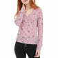 Ultra Flirt Juniors' Floral Print Waffle Texture Henley Top Pink Size Small