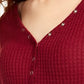 Ultra Flirt Juniors' Cozy Waffle-Knit Henley Top Red Size Medium