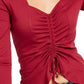 Ultra Flirt Juniors' Cinched-Front Cropped Top Dark Red Size Medium