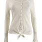 Ultra Flirt Juniors' Tie-Hem Thermal Top Ivory Size Extra Large