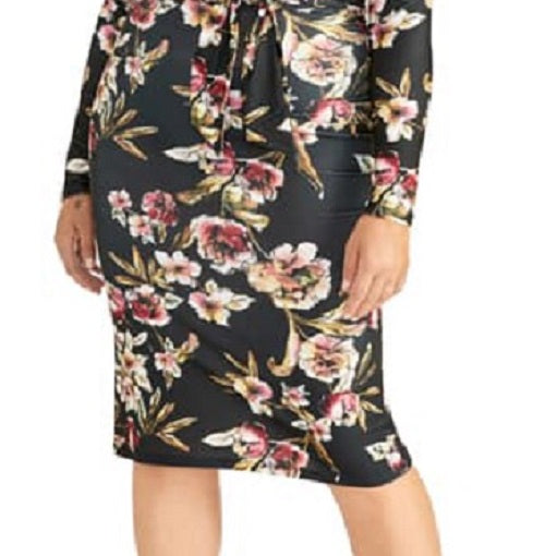 Rachel Roy Women's Plus Tie Waist Long Sleeve Dress Black Size 2X