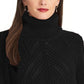 Rachel Roy Women's Edie Open-Knit Turtleneck Sweater Black Size Extra Large