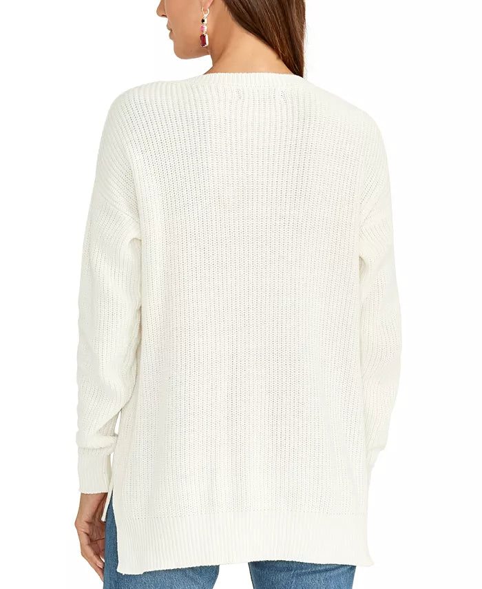 Rachel Roy Women's Knit V-Neck Sweater White Size X-Large