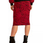 Rachel Roy Women's Animal Print Midi Skirt Dark Red Size Large