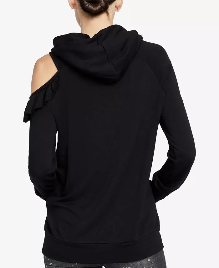 Rachel Rachel Roy Women's Cold-Shoulder Hoodie  Black Size Extra Small
