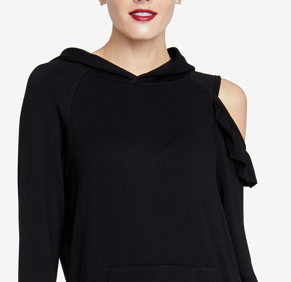 Rachel Rachel Roy Women's Cold-Shoulder Hoodie  Black Size Extra Small