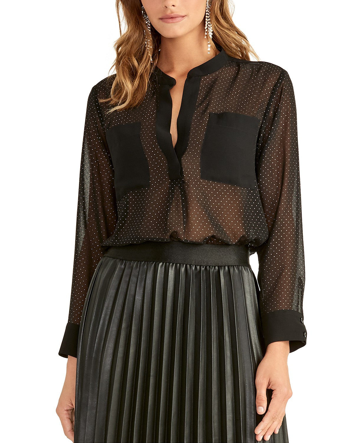 Rachel Rachel Roy Women's Winona Printed Shirt Black Size Small