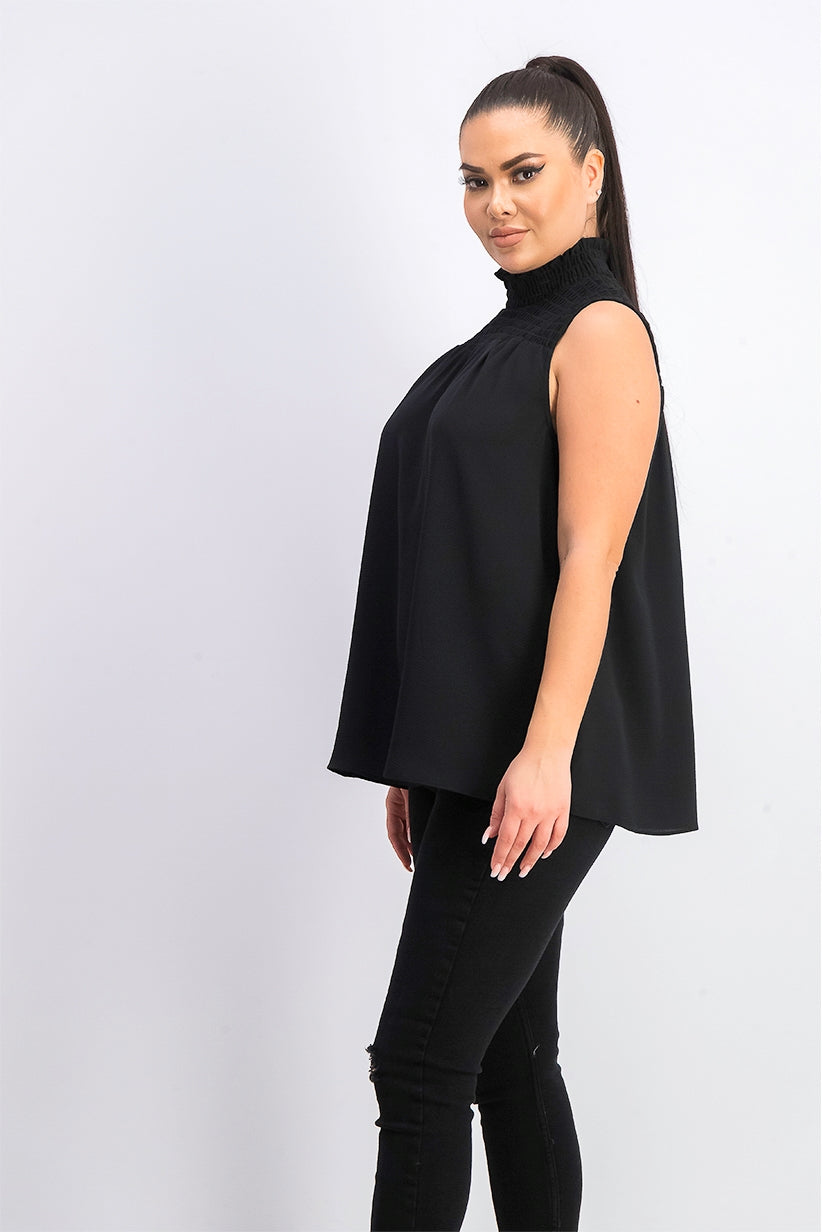 Rachel Rachel Roy Women's Mindi Smocked Mock-Neck Top Black Size Large