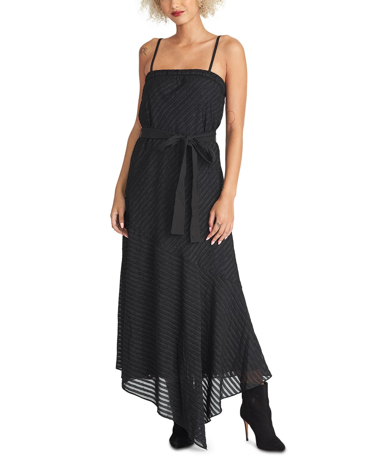Rachel Roy Women's Isla Belted Asymmetrical Dress Black Size XX Large