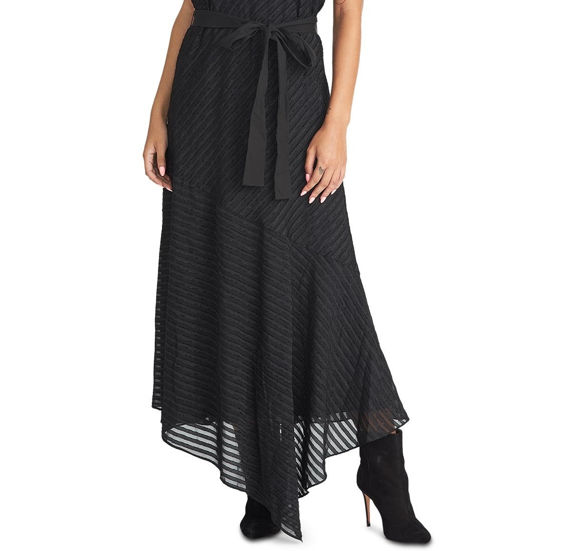 Rachel Roy Women's Isla Belted Asymmetrical Dress Black Size XX Large