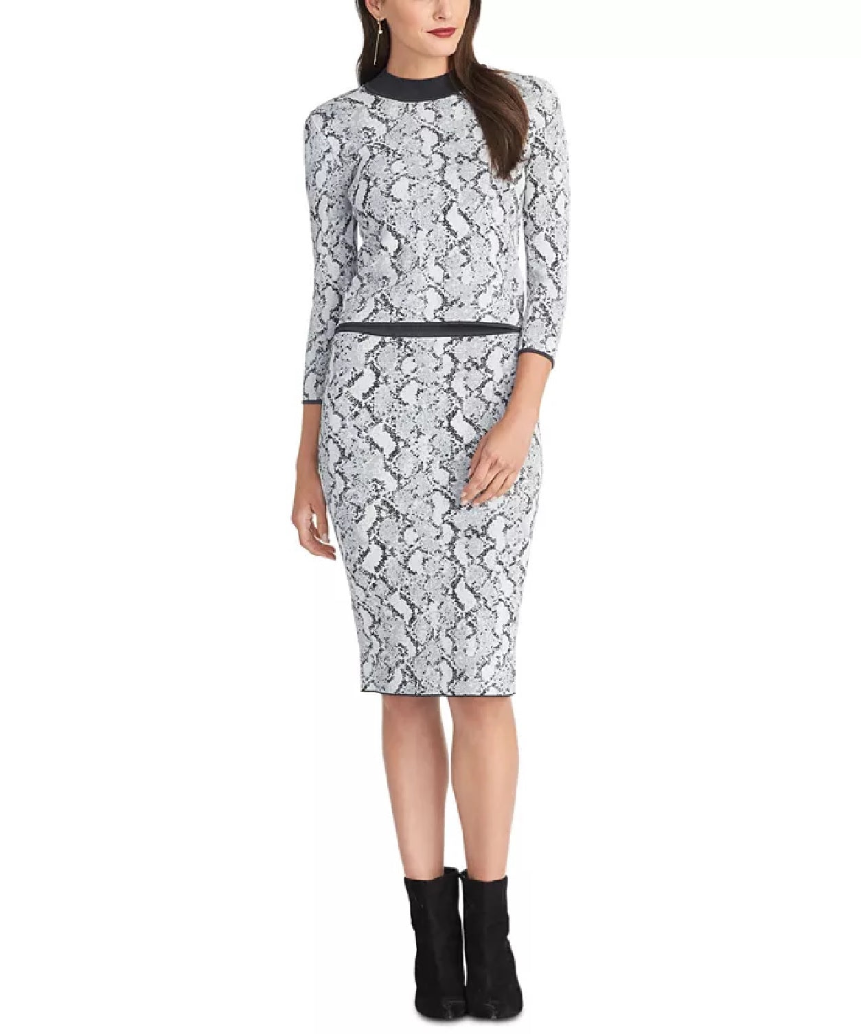 Rachel Roy Women's Lindey Printed Sweater Skirt Gray Size Medium