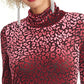 Rachel Rachel Roy Women's Val Flocked Turtleneck Top Pink Size Large