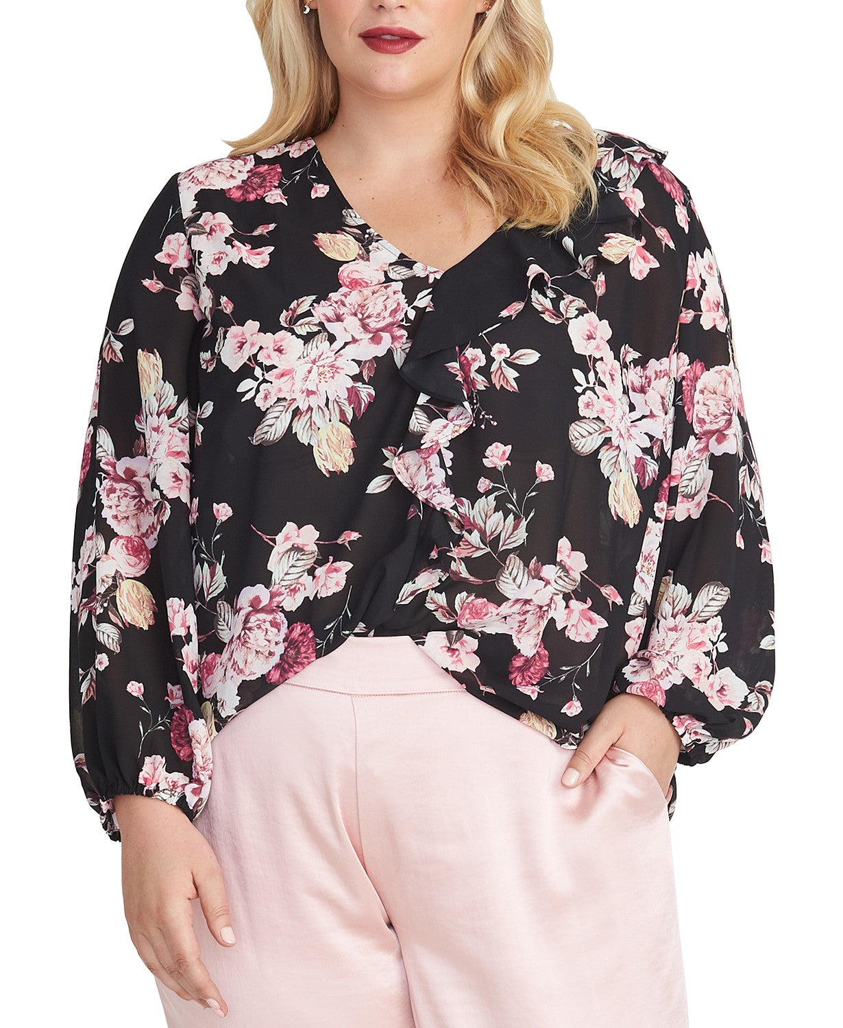 Rachel Rachel Roy Women's Layla Ruffle Top Black Size 1 Extra