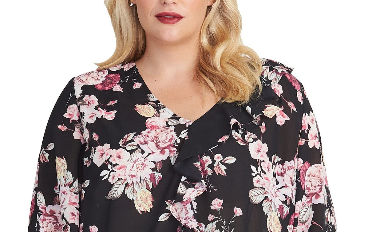 Rachel Rachel Roy Women's Layla Ruffle Top Black Size 1 Extra
