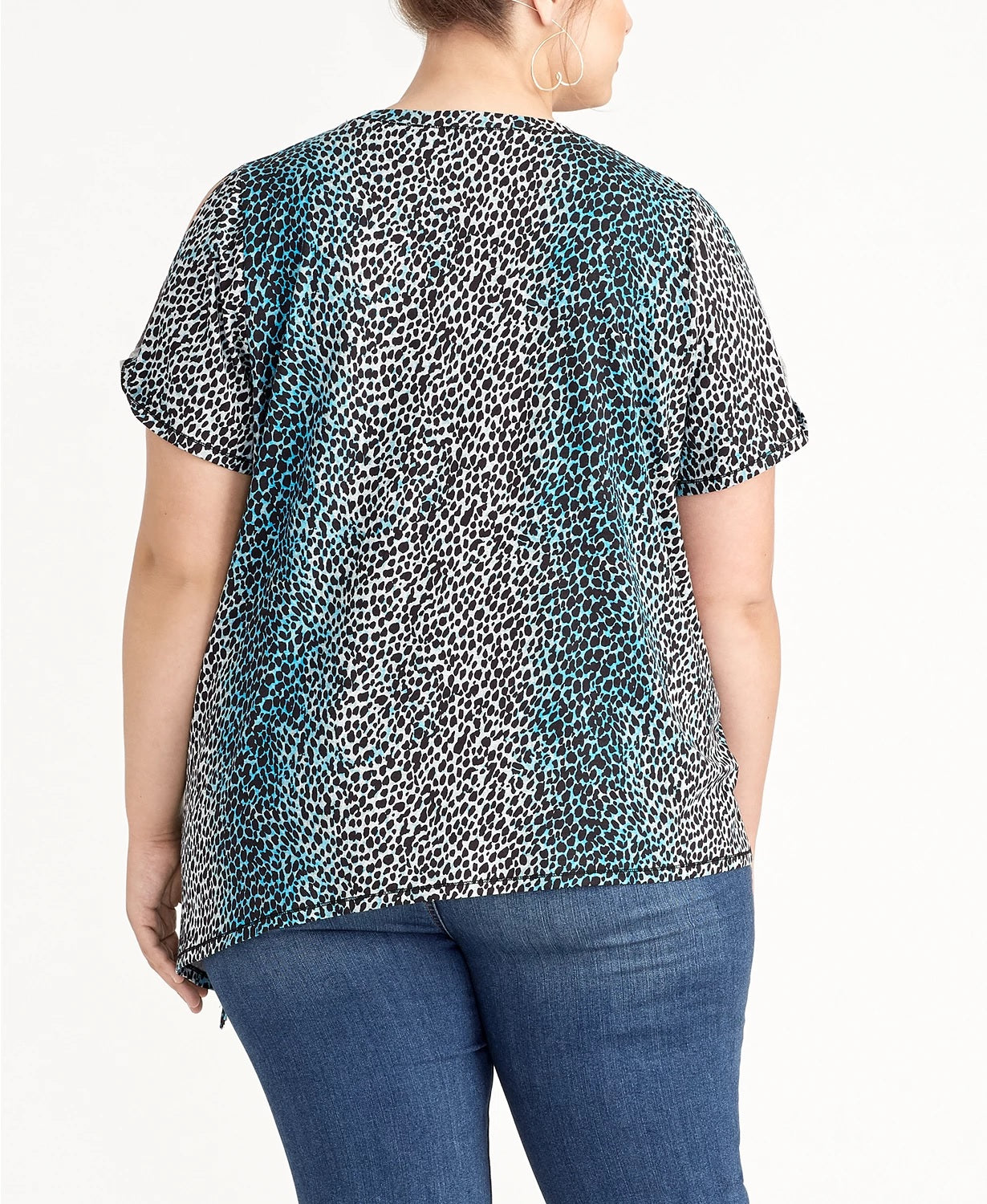 Rachel Roy Women's Plus Size Animal-Print Side-Slit Top Bright Blue Size 0X