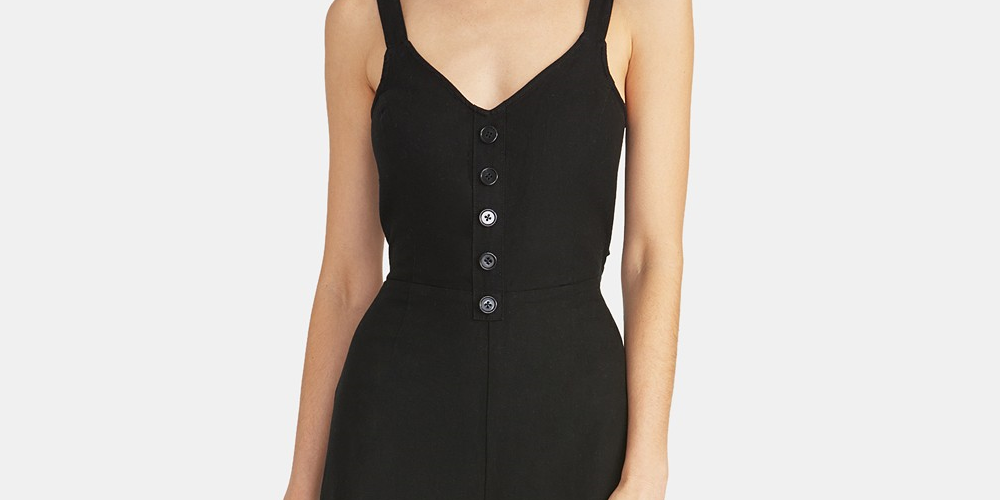 Rachel Roy Women's Cotton Cropped Tie-Back Jumpsuit Black Size 0