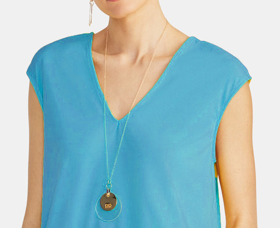 Rachel Rachel Roy Women's Bina Cropped V-Neck Top Blue Size Small