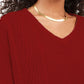 Ultra Flirt Juniors' V-Neck Cable-Knit Sweater Dark Red Size Large