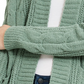 Ultra Flirt Juniors' Mixed-Knit Chenille Cardigan Green Size X-Large