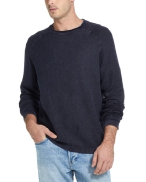 Weatherproof Vintage Men's Stonewashed Raglan Sleeve Honeycomb Sweater Blue Size Small