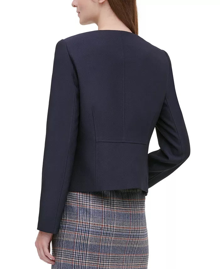 Calvin Klein Women's Twill Zipper-Front Jacket Navy Size 10