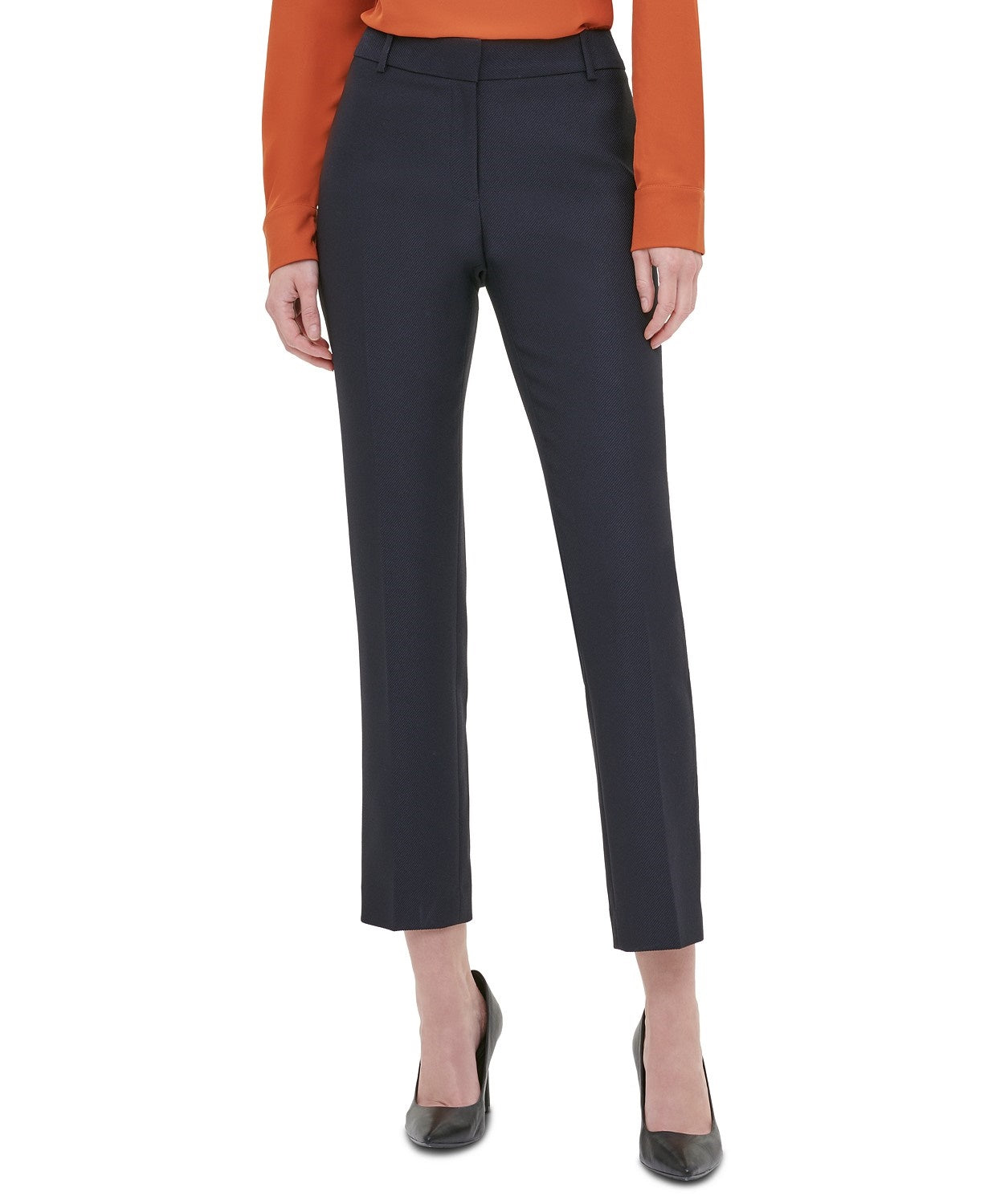 Calvin Klein Women's Twill Slim-Leg Pants Navy Size 4