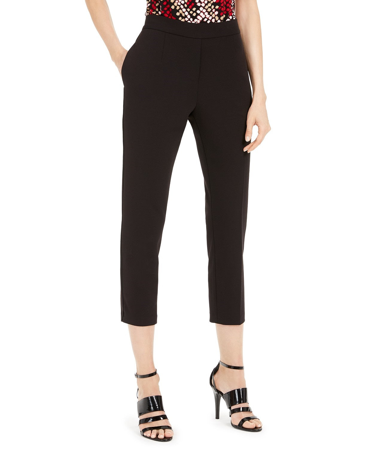 Calvin Klein Women's Piped Trim Cropped Pants Black Size 10