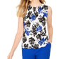 Calvin Klein Women's Floral-Print Pleated Top White Size X-Large