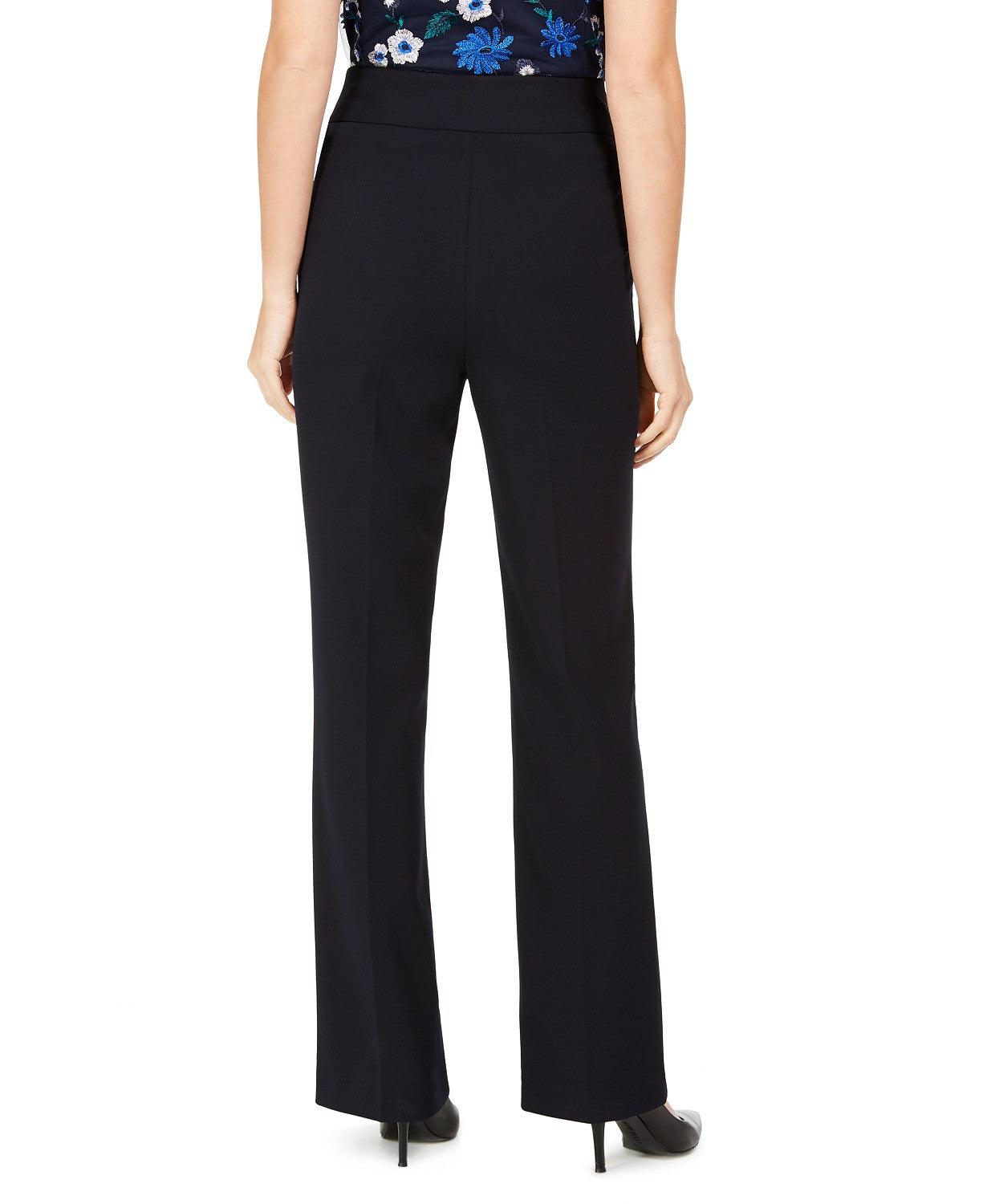 Calvin Klein Women's High-Rise Buttoned-Waist Dress Pants Navy Size 6