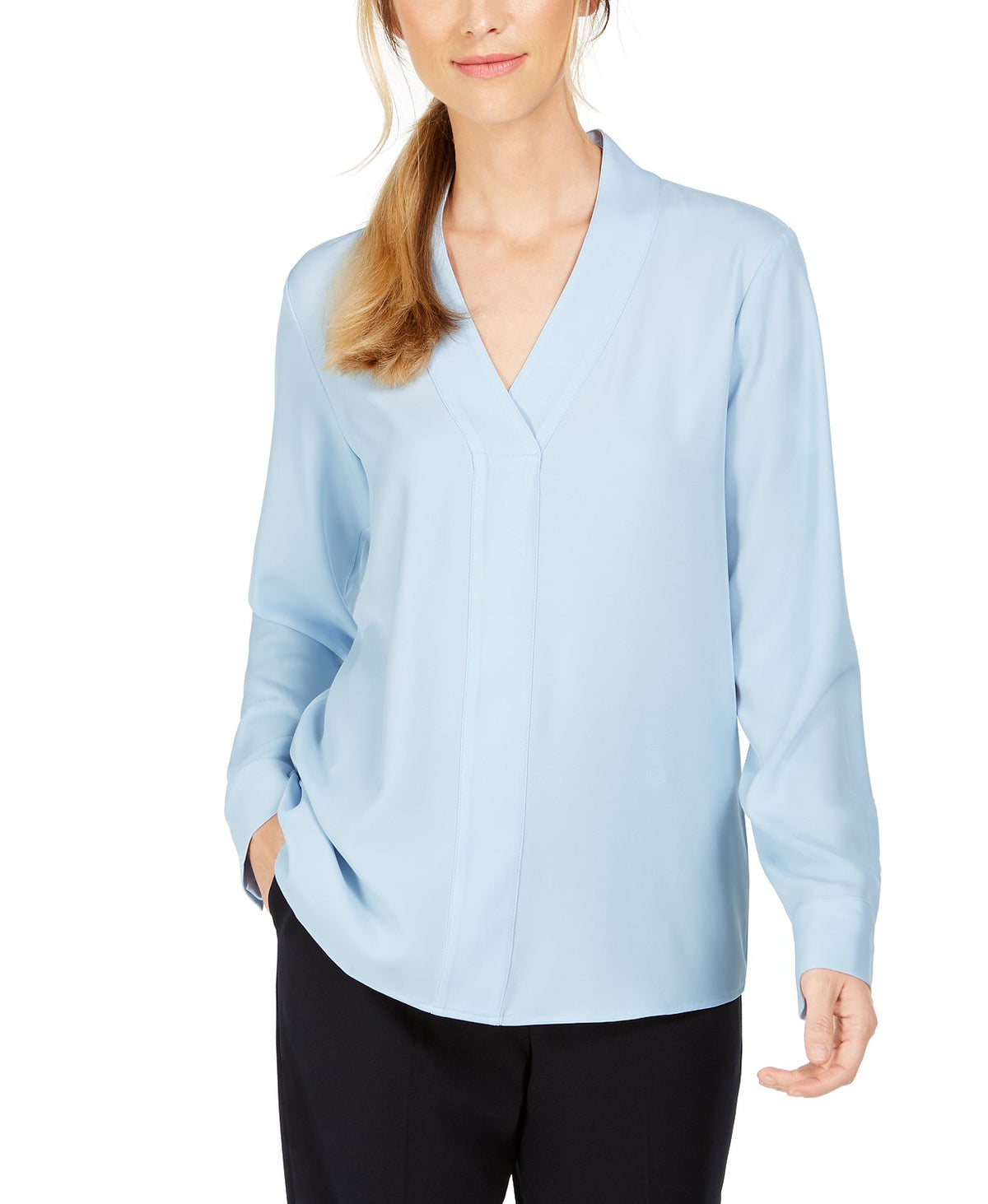 Calvin Klein Women's V-Neck Top Pasblue Size XL