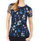 Calvin Klein Women's Floral Embroidered Mesh Top Blue Size Extra LARGE